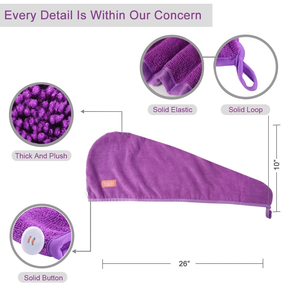 Microfiber Hair Drying Cap-2 Pcs