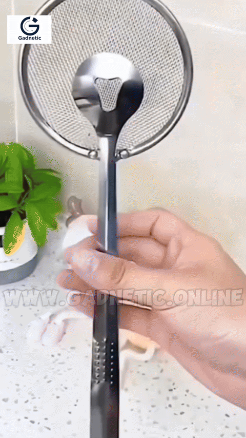 Frying Tong With Strainer – Stainless Steel