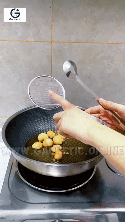 Frying Tong With Strainer – Stainless Steel