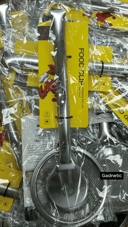 Frying Tong With Strainer – Stainless Steel